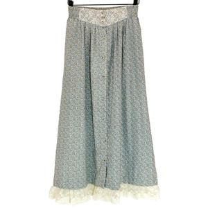 Calico and Lace Skirt Vintage Blue Small